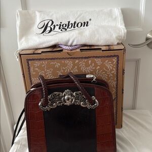 Brighton Vintage Brown and Black Leather Shoulder Bag